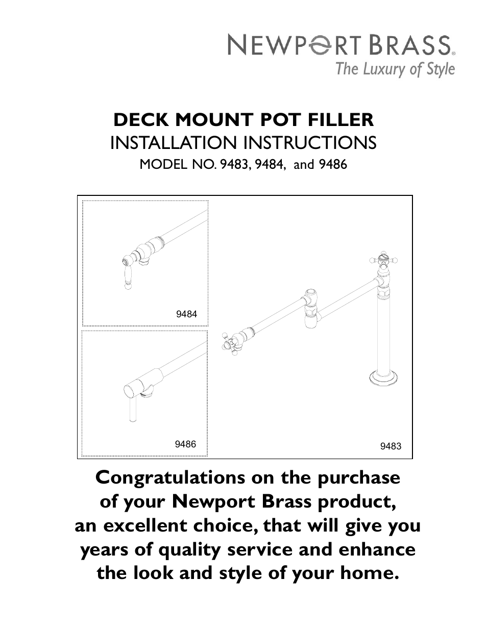 Newport Brass 9486 User Manual | 4 pages