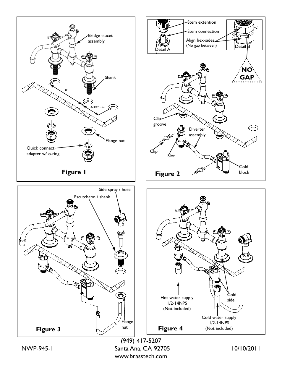 Figure 1, No gap, Figure 2 | Figure 3, Figure 4 | Newport Brass 945-1 User Manual | Page 3 / 3