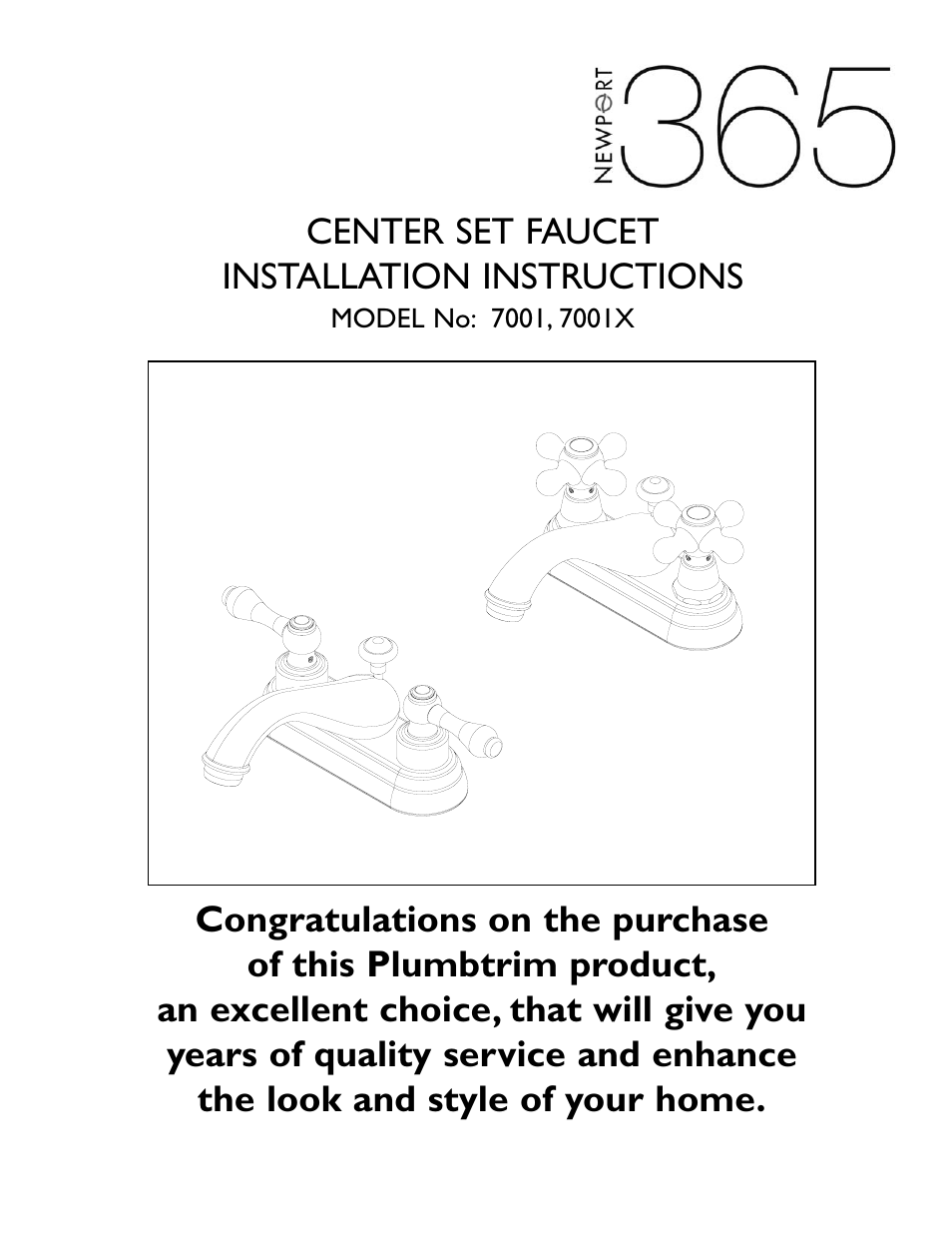 Newport Brass 7001X Newport 365 User Manual | 4 pages