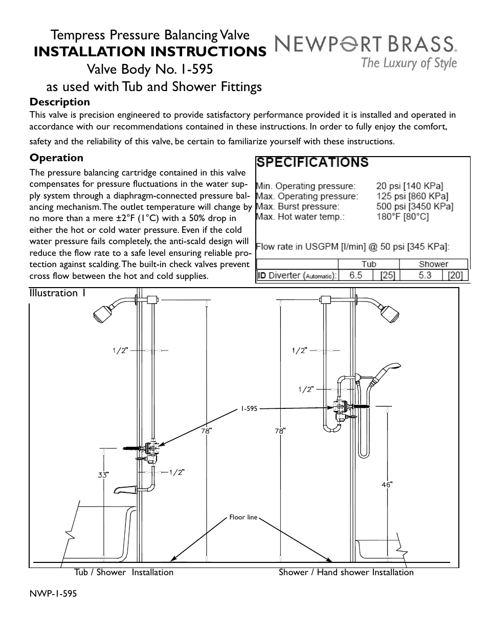 Newport Brass Tub & Shower Sets User Manual | 4 pages
