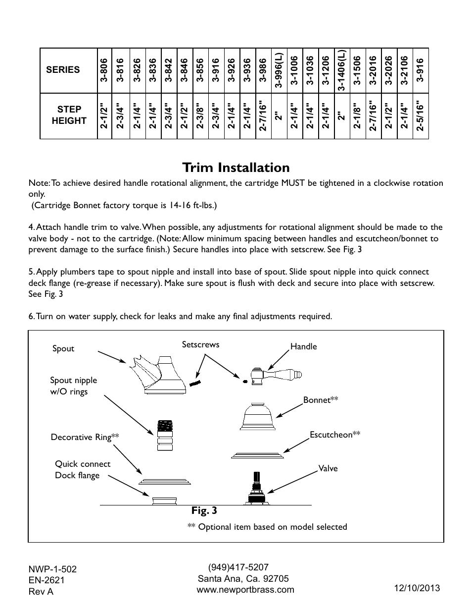 Trim installation | Newport Brass 3-996L East Linear User Manual | Page 3 / 3