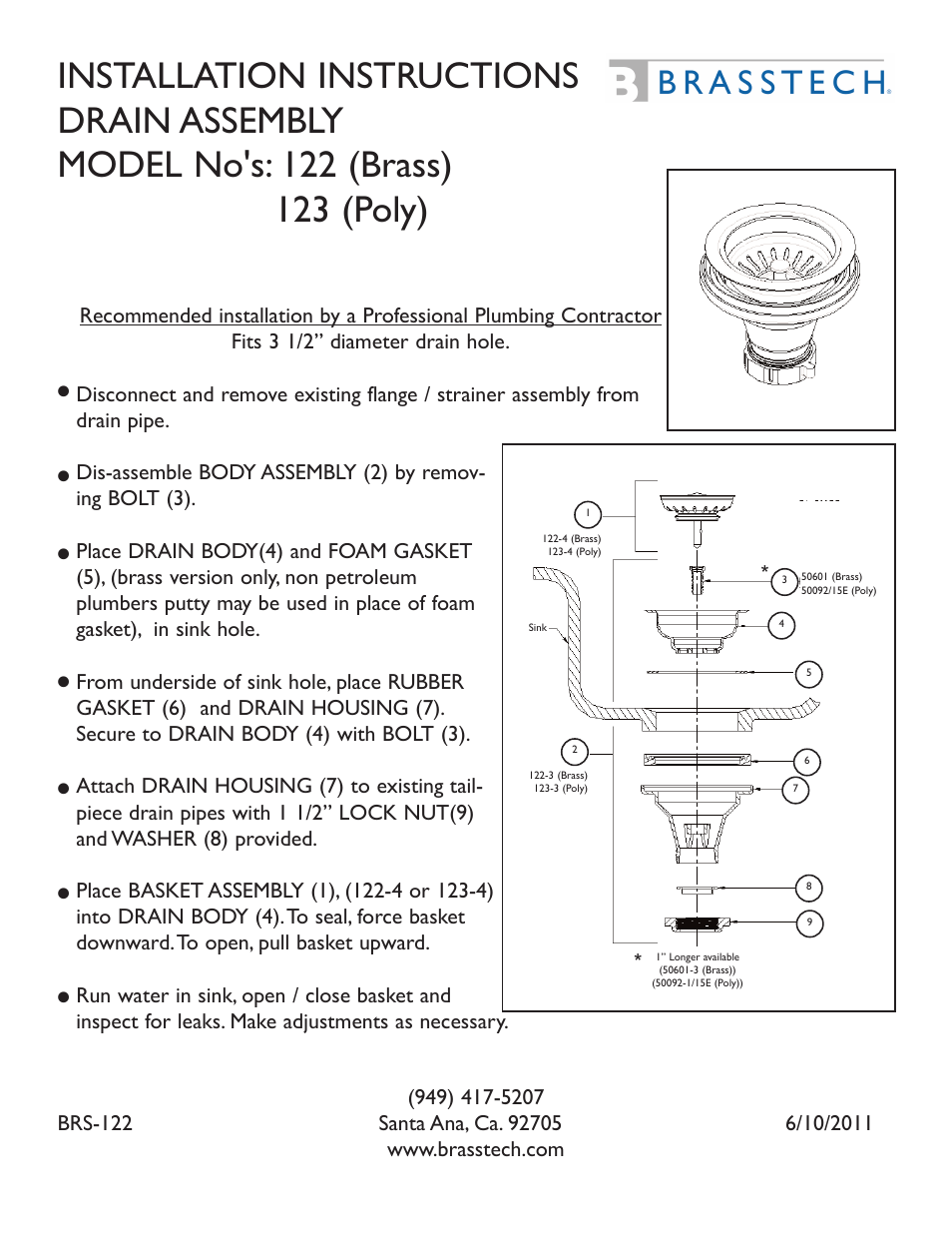 Newport Brass 123 Brasstech User Manual | 1 page