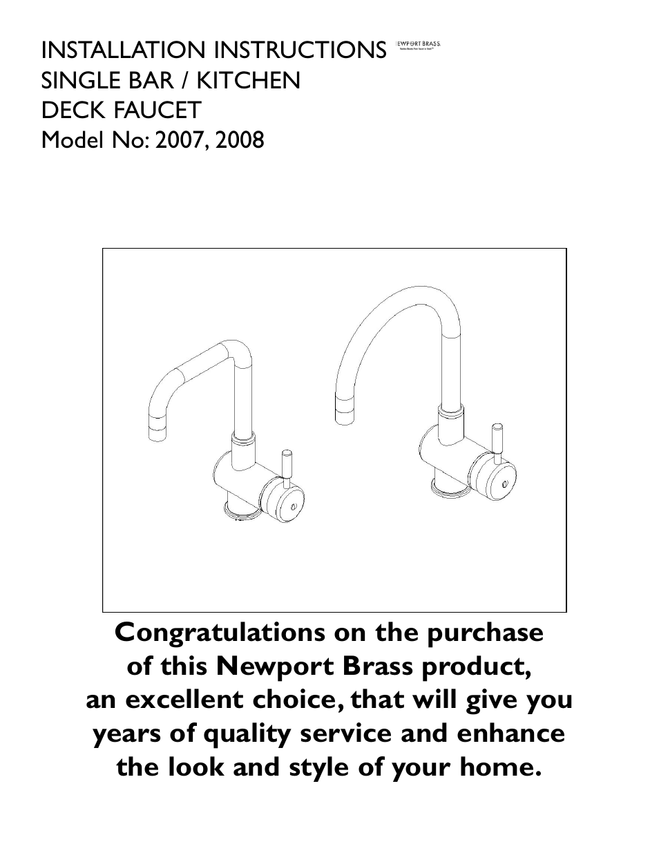 Newport Brass 2008 User Manual | 3 pages