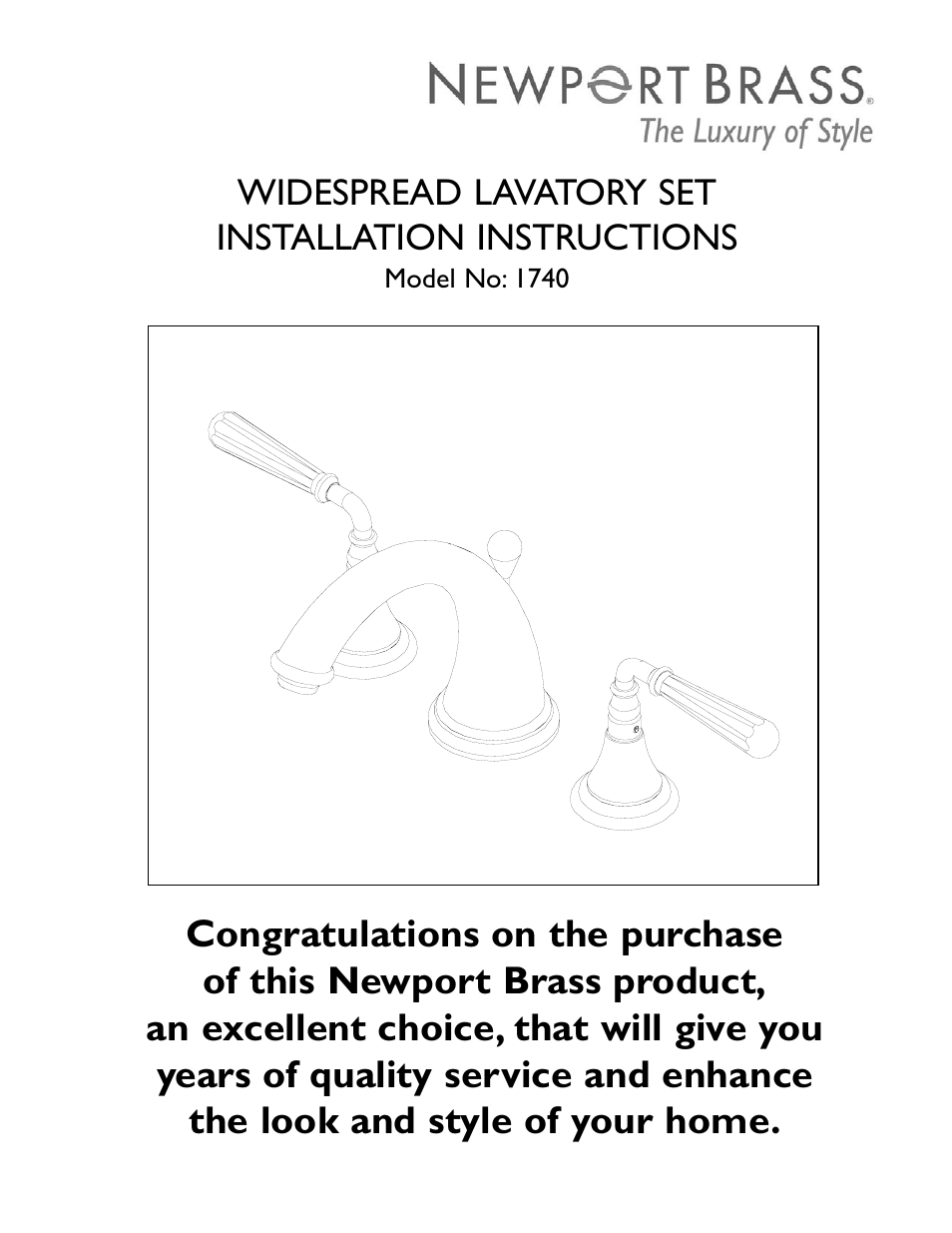 Newport Brass 1740 Bevelle User Manual | 4 pages