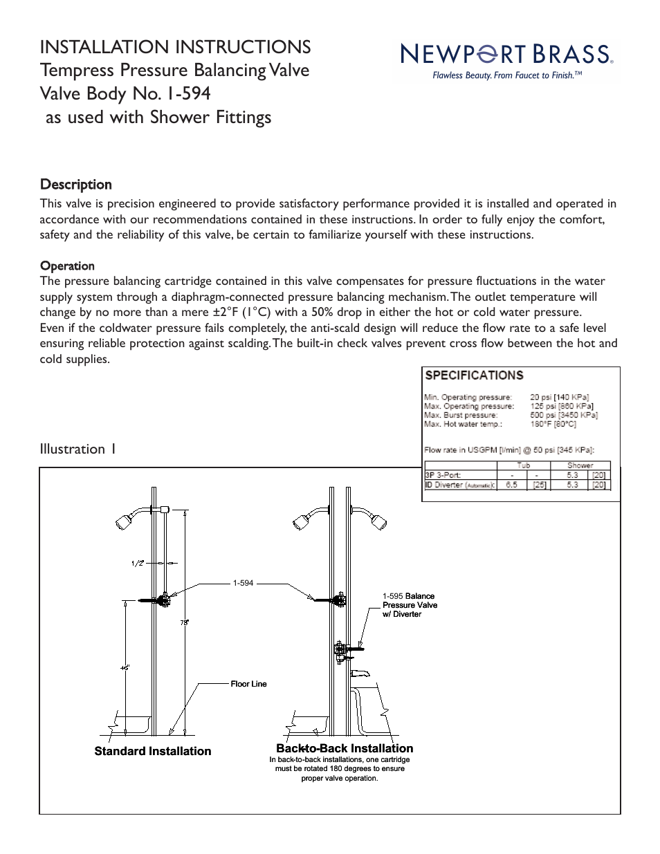 Newport Brass Shower Sets User Manual | 4 pages