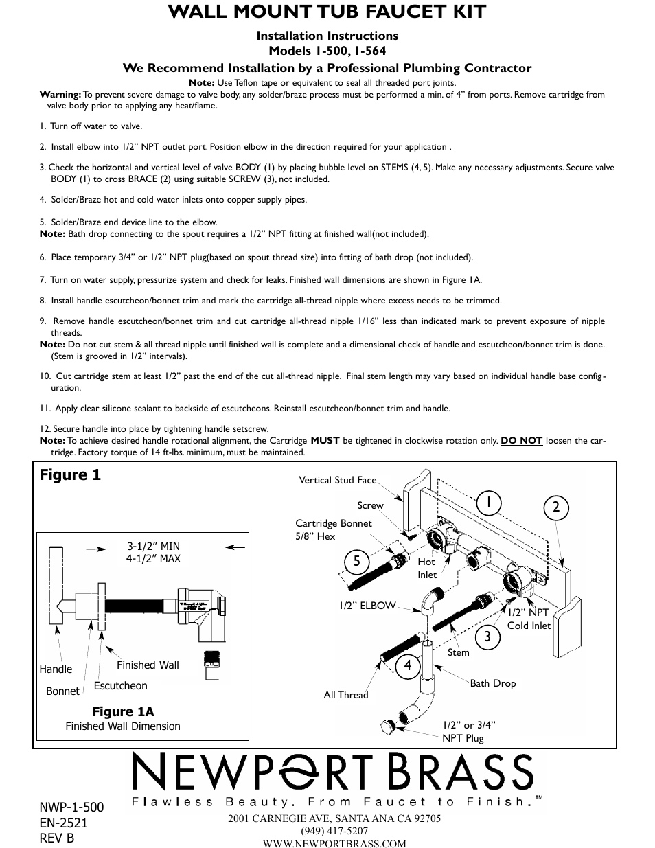 Newport Brass 1-500 User Manual | 1 page