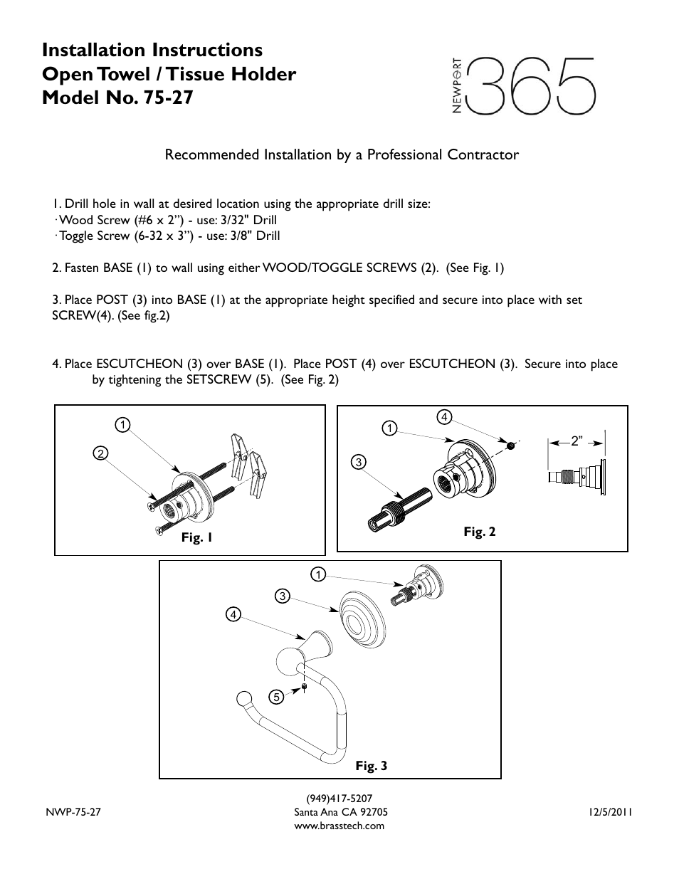 Newport Brass 75-27 User Manual | 1 page