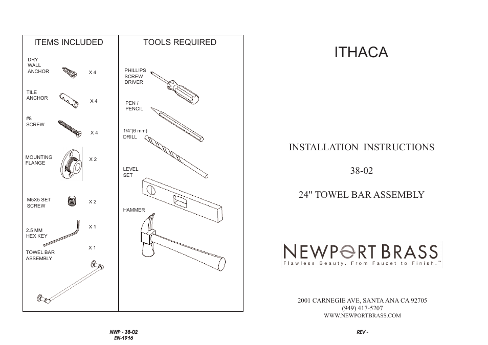 Newport Brass 38-02 User Manual | 2 pages