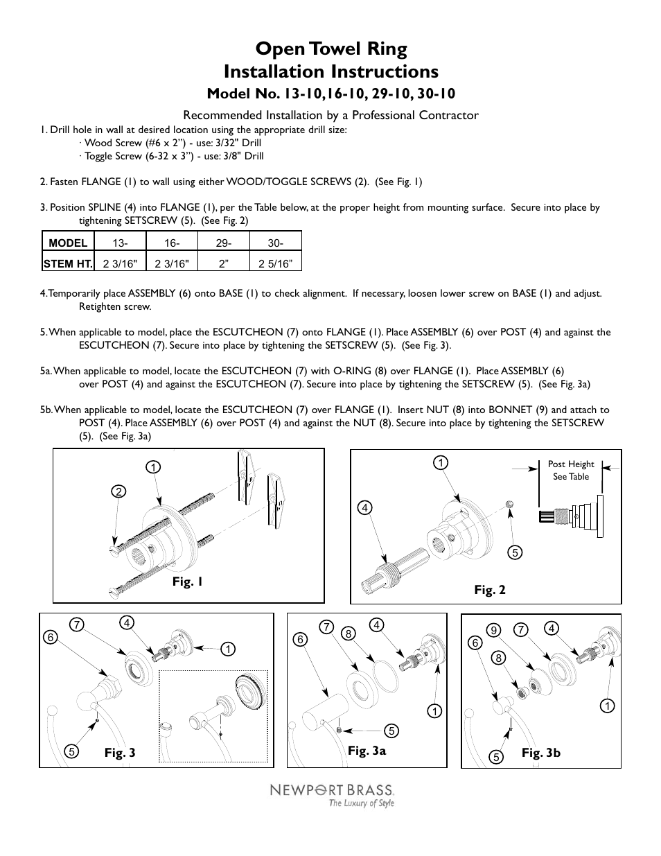 Newport Brass 30-10 Open Towel Ring User Manual | 2 pages