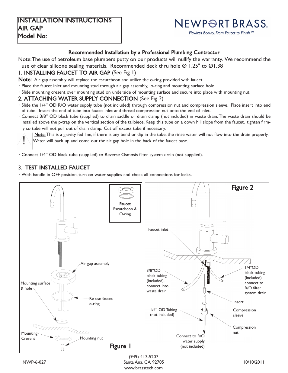 Newport Brass 6-027 User Manual | 1 page