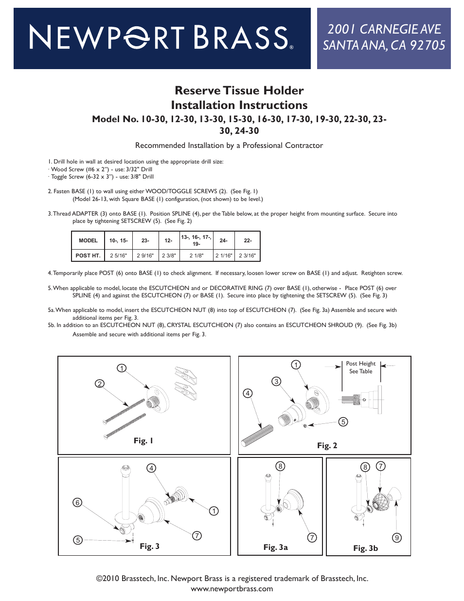 Newport Brass 24-30 User Manual | 2 pages