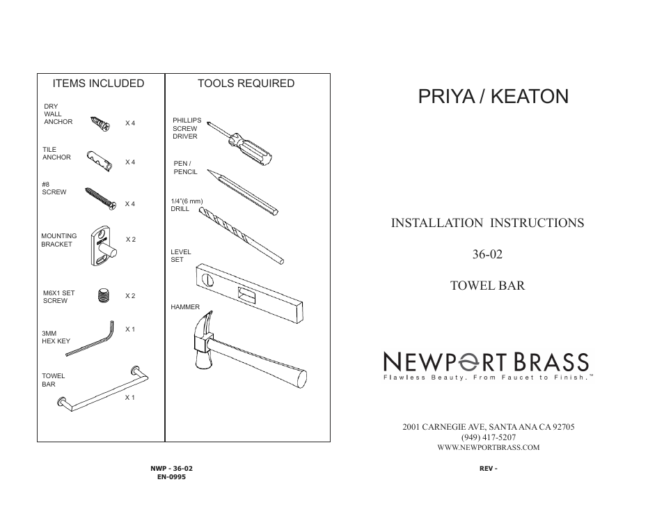Newport Brass 36-02 User Manual | 2 pages