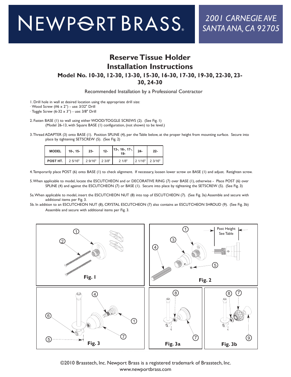 Newport Brass 16-30 User Manual | 2 pages