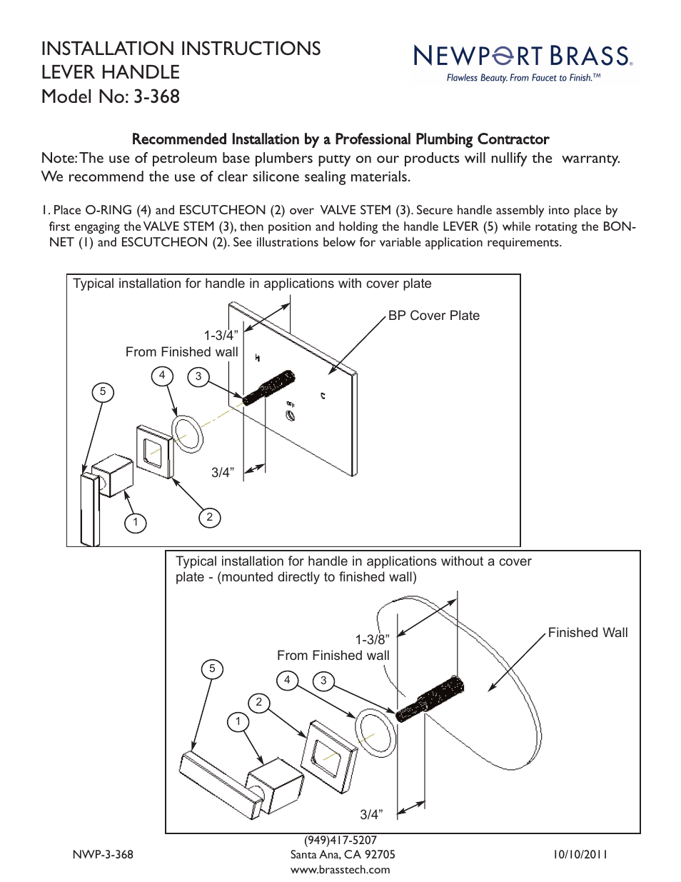 Newport Brass 3-368 Skylar User Manual | 1 page