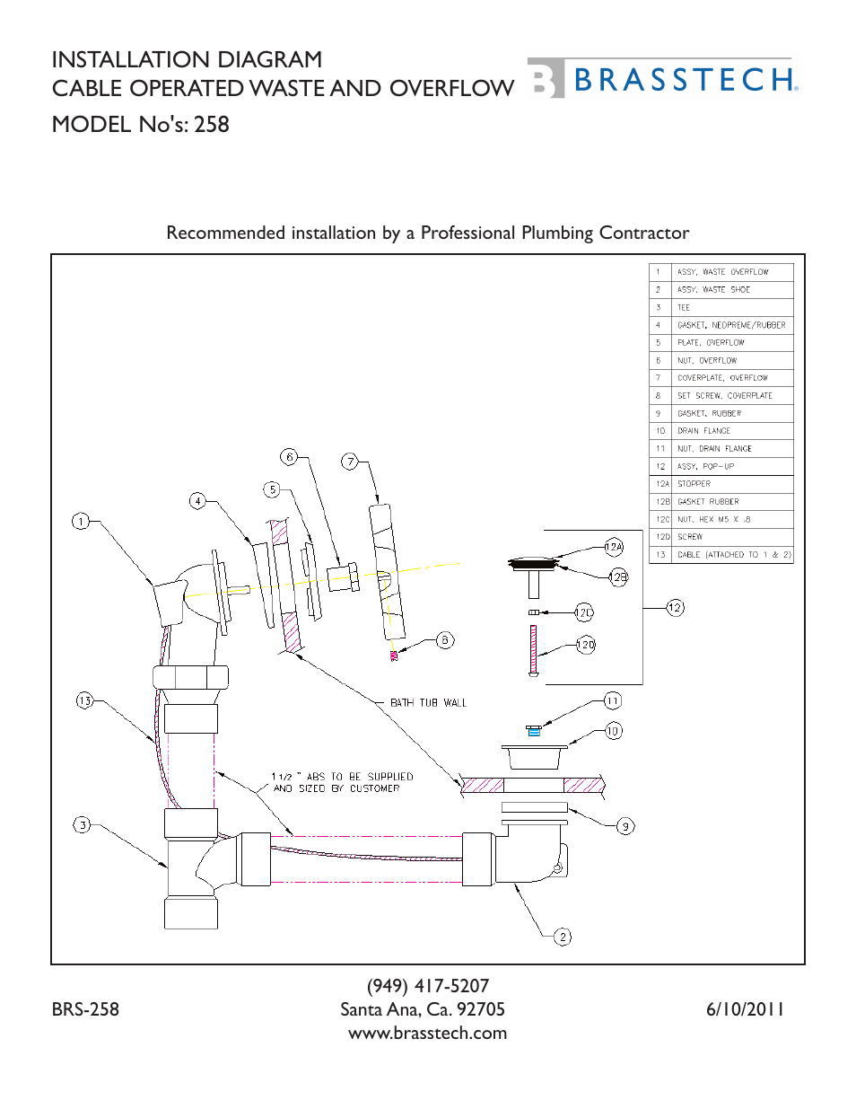 Newport Brass 258 Brasstech User Manual | 1 page