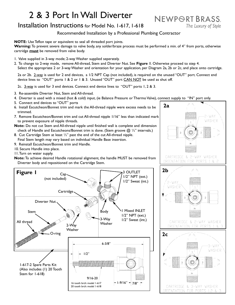 Newport Brass 1-617 User Manual | 2 pages