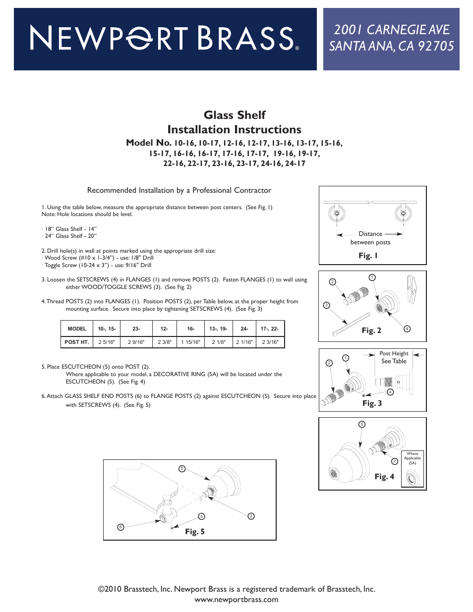 Newport Brass Toiletry Shelves_ Trays User Manual | 2 pages