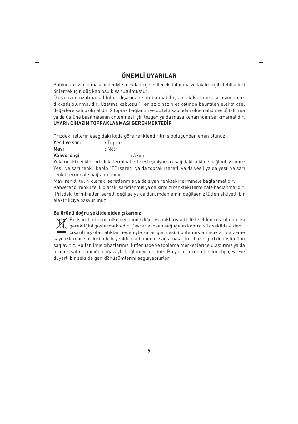 Öneml‹ uyarilar | SINBO SK 2394 User Manual | Page 10 / 64