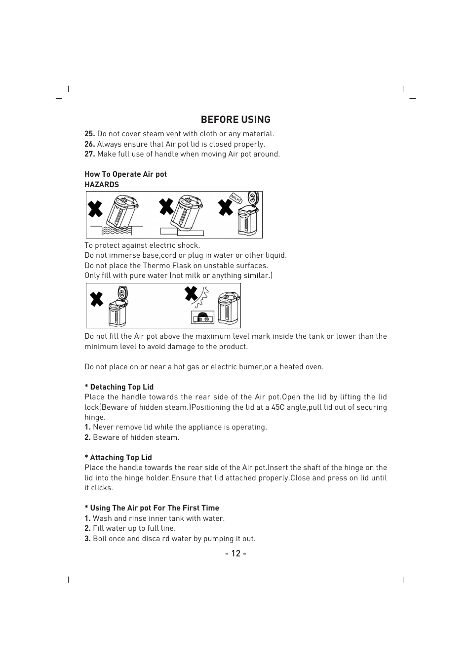 Before using | SINBO SK 2394 User Manual | Page 13 / 64