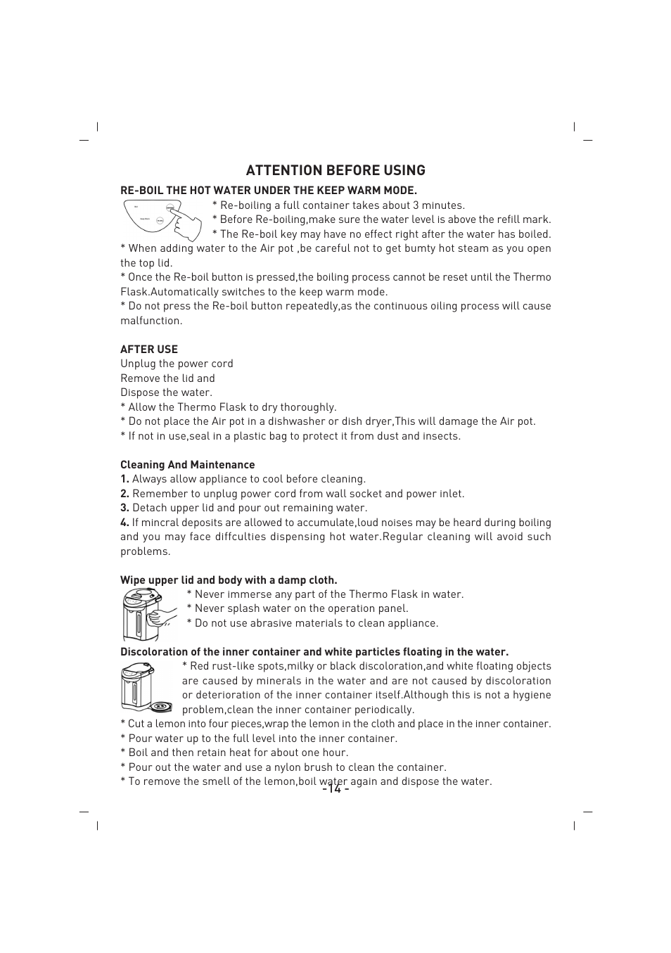 Attention before using | SINBO SK 2394 User Manual | Page 15 / 64