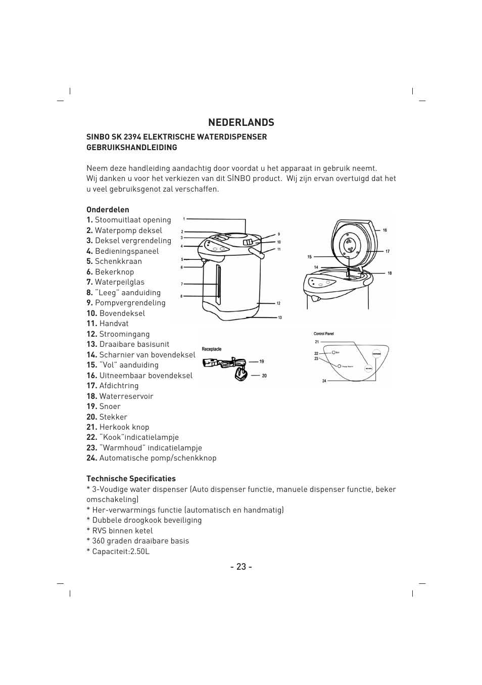 Nederlands | SINBO SK 2394 User Manual | Page 24 / 64