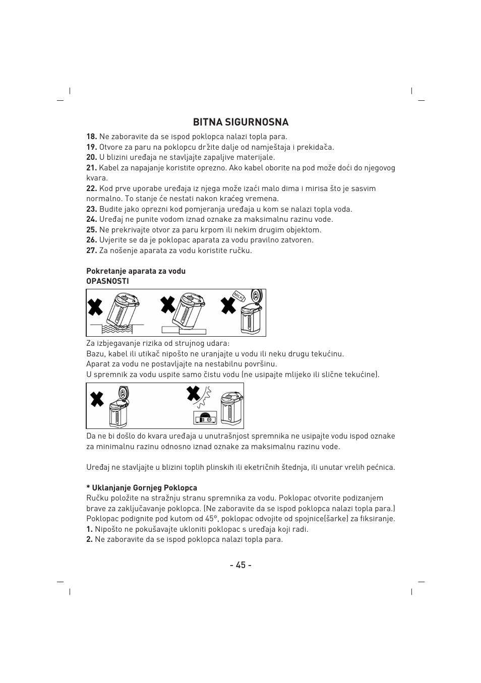 Bitna sigurnosna | SINBO SK 2394 User Manual | Page 46 / 64