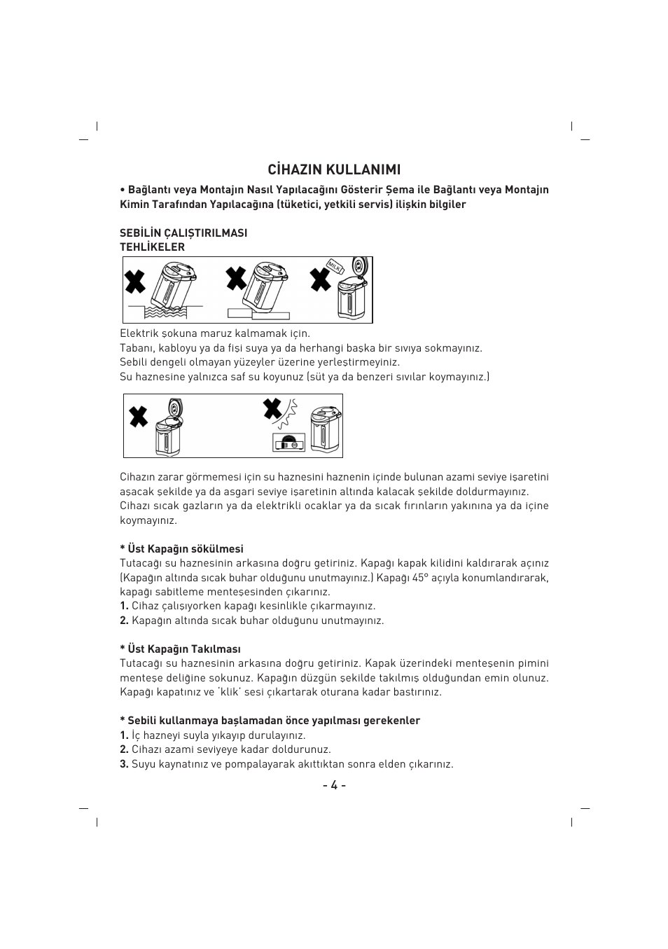 C‹hazin kullanimi | SINBO SK 2394 User Manual | Page 5 / 64