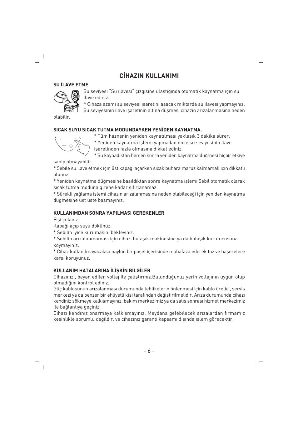 C‹hazin kullanimi | SINBO SK 2394 User Manual | Page 7 / 64