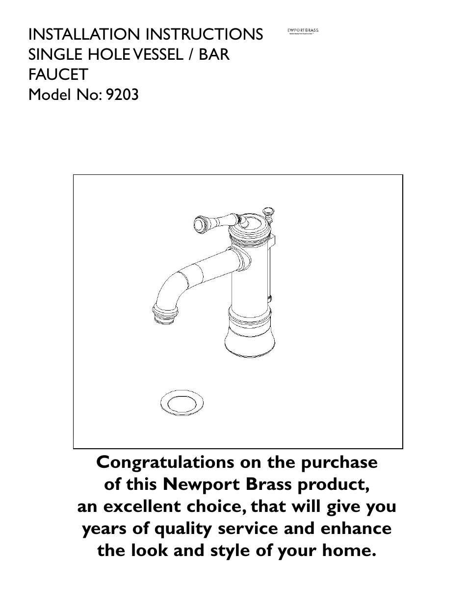 Newport Brass 9203 Astor User Manual | 3 pages