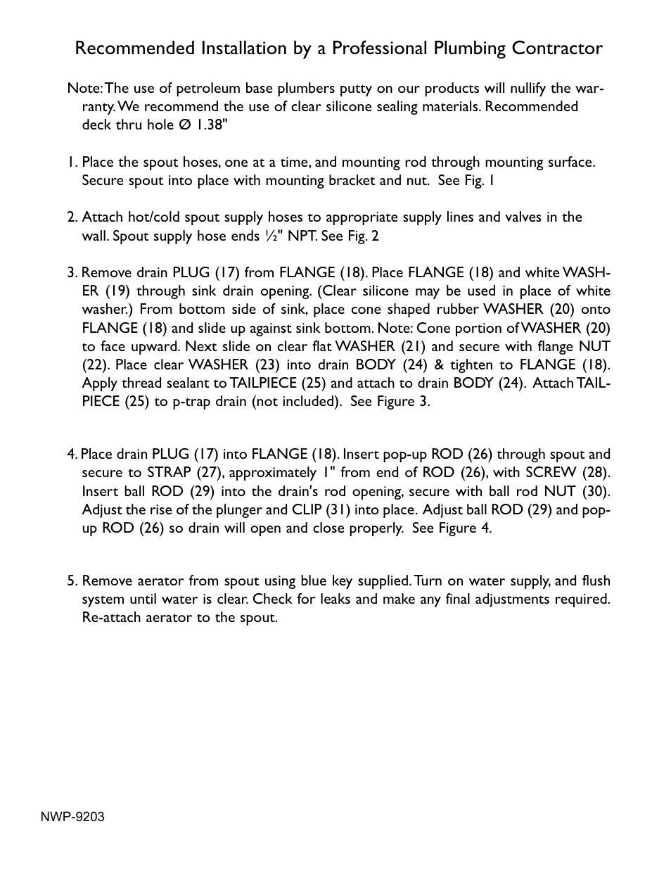 Newport Brass 9203 Astor User Manual | Page 2 / 3