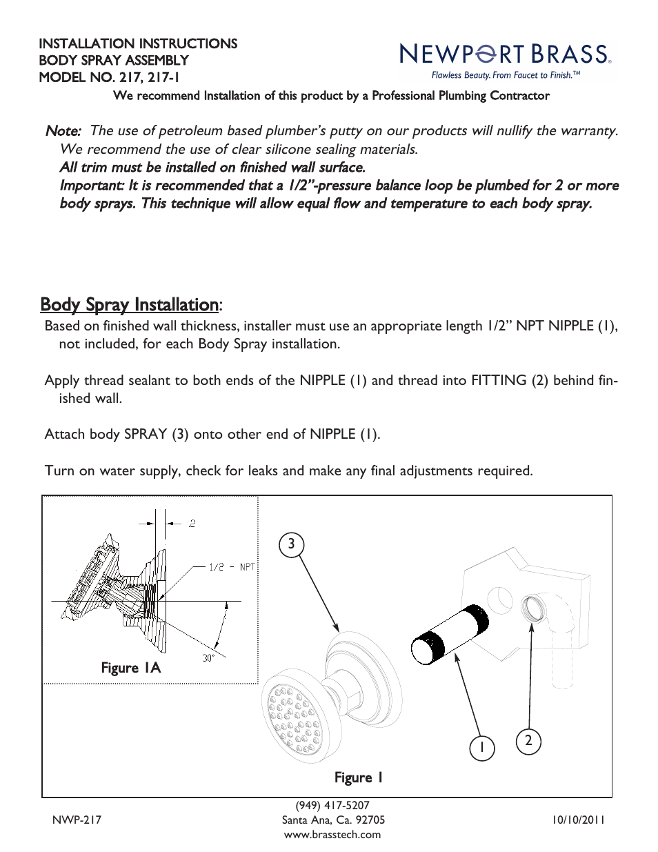 Newport Brass 217 User Manual | 1 page