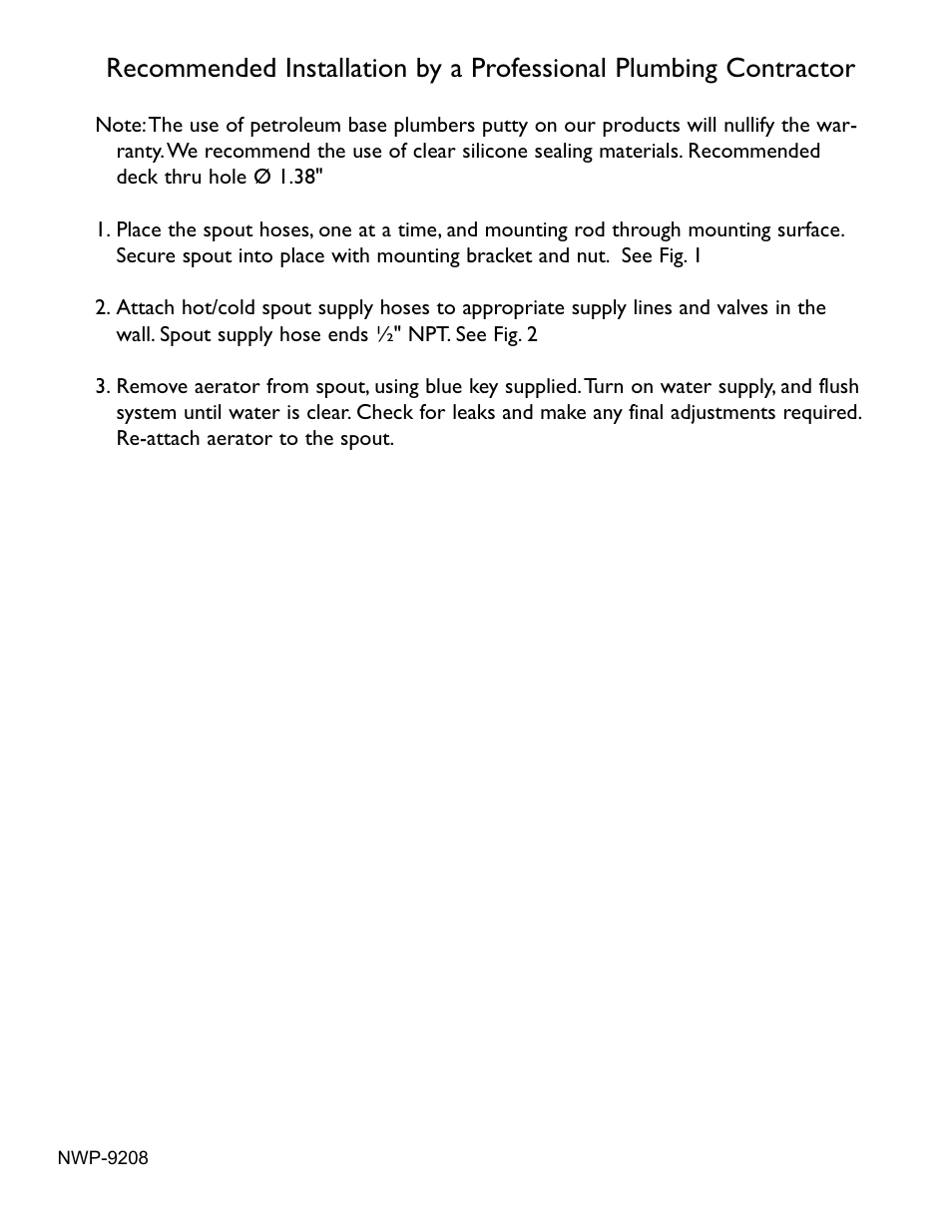 Newport Brass 9208 Astor User Manual | Page 2 / 4