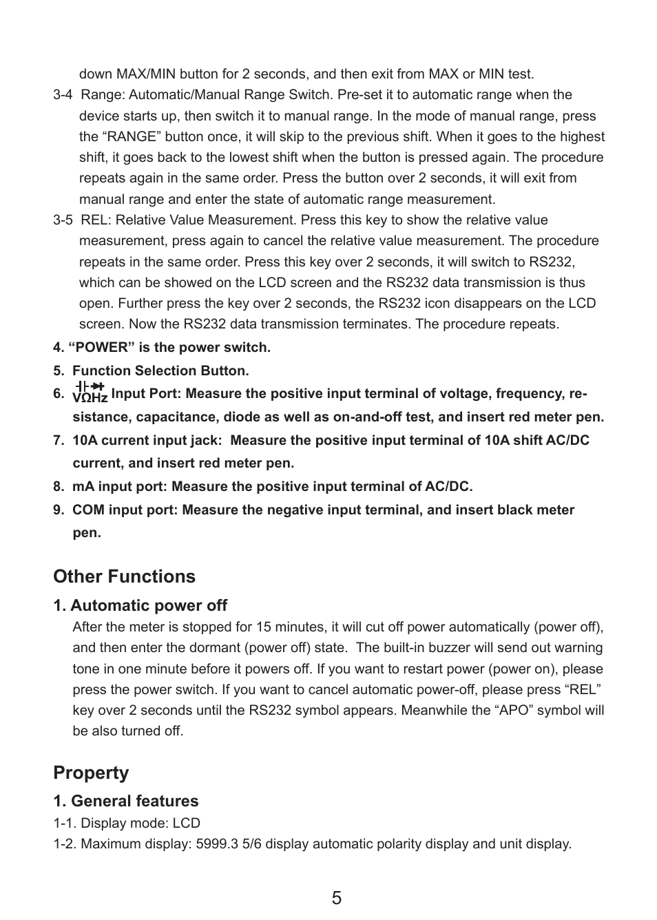 Other functions, Property | Prokit's Industries MT-1860 User Manual | Page 6 / 28