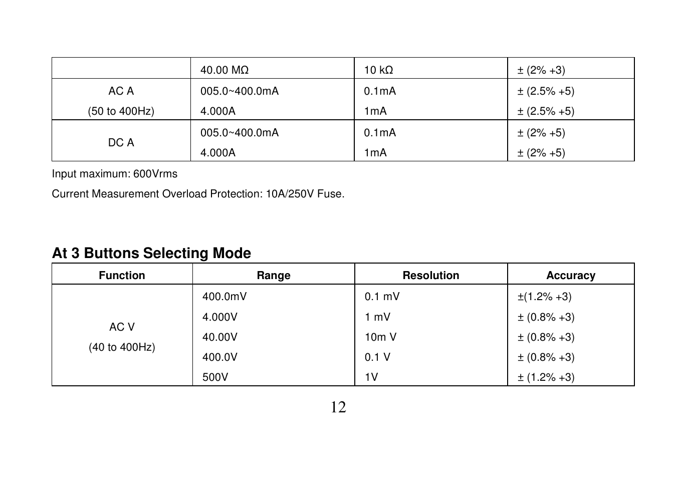 At 3 buttons selecting mode | Prokit's Industries MT-1503 User Manual | Page 13 / 16