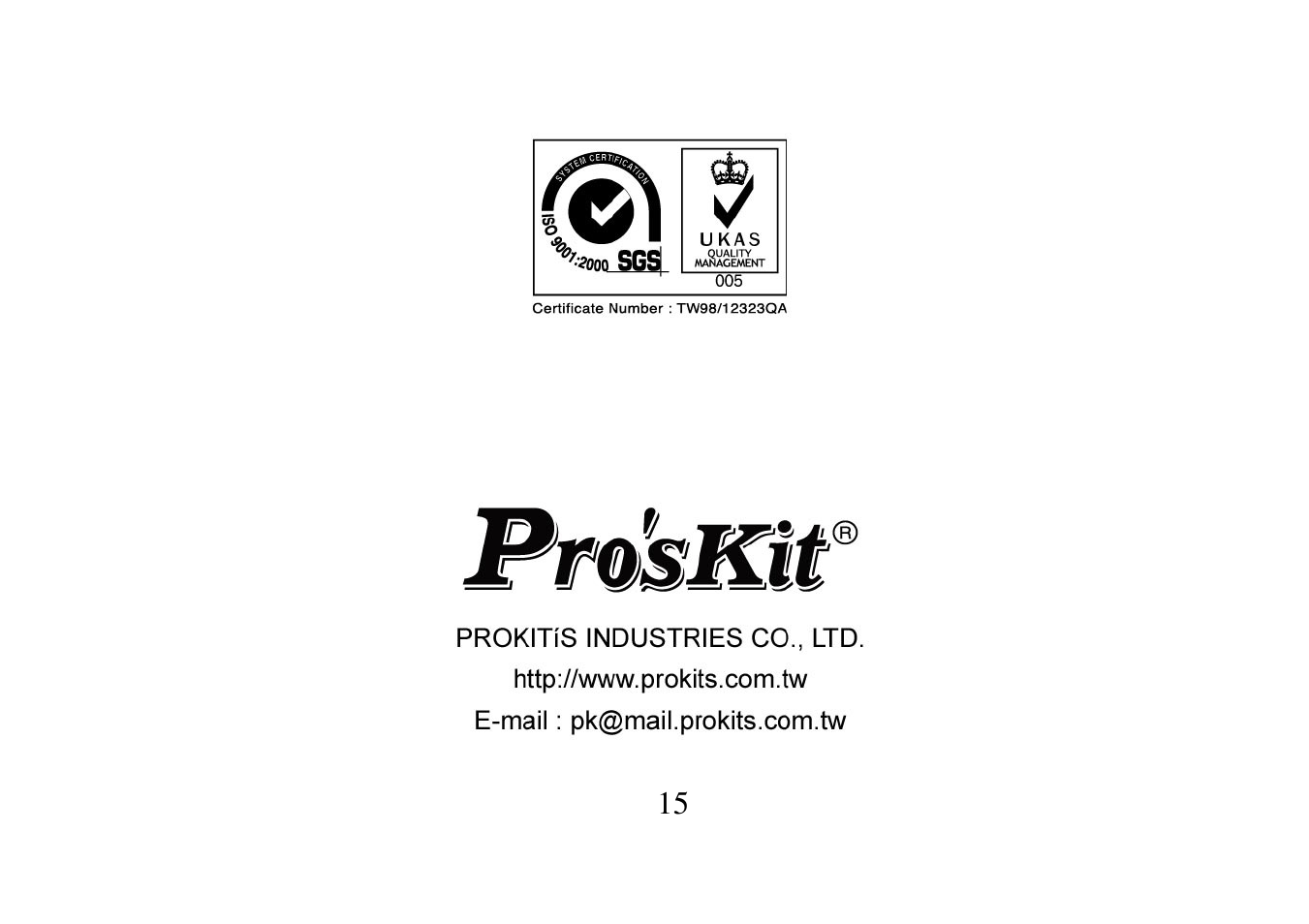 Prokit's Industries MT-1503 User Manual | Page 16 / 16