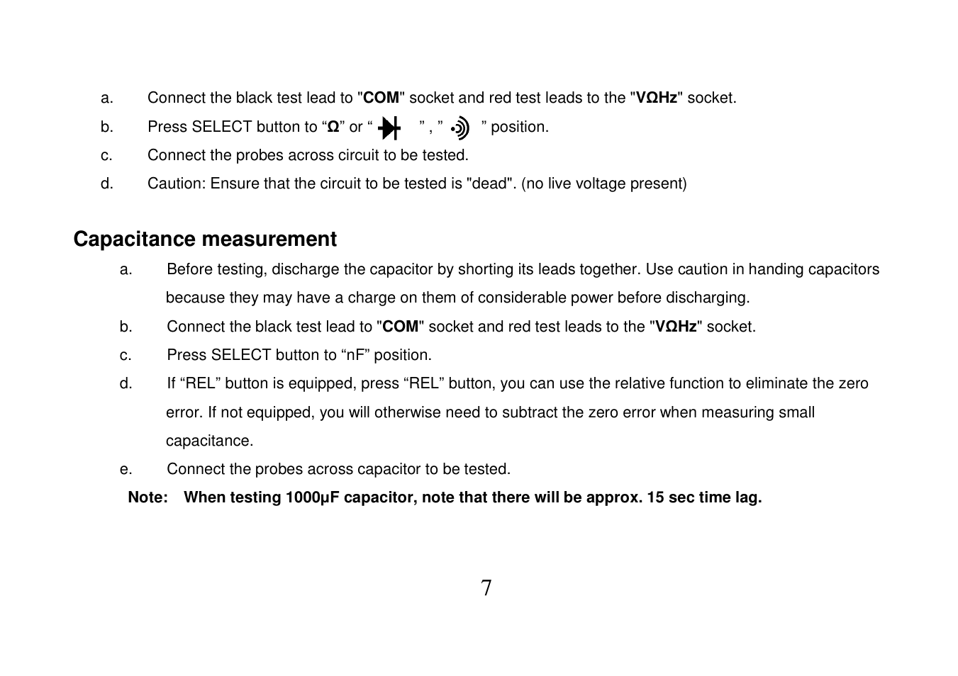 Capacitance measurement | Prokit's Industries MT-1503 User Manual | Page 8 / 16