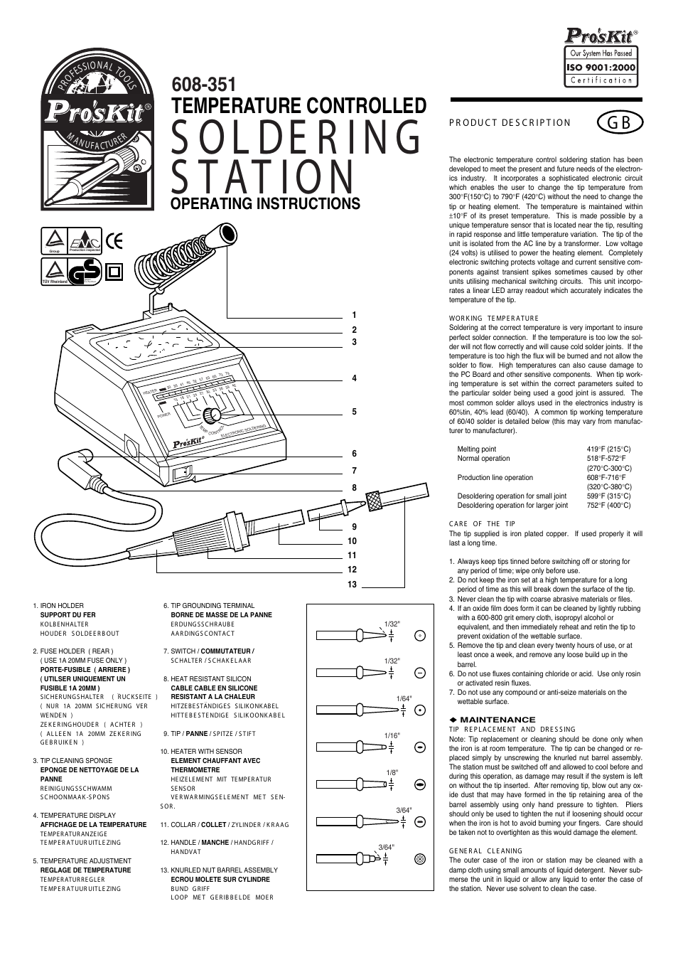 Prokit's Industries 608-351 User Manual | 2 pages