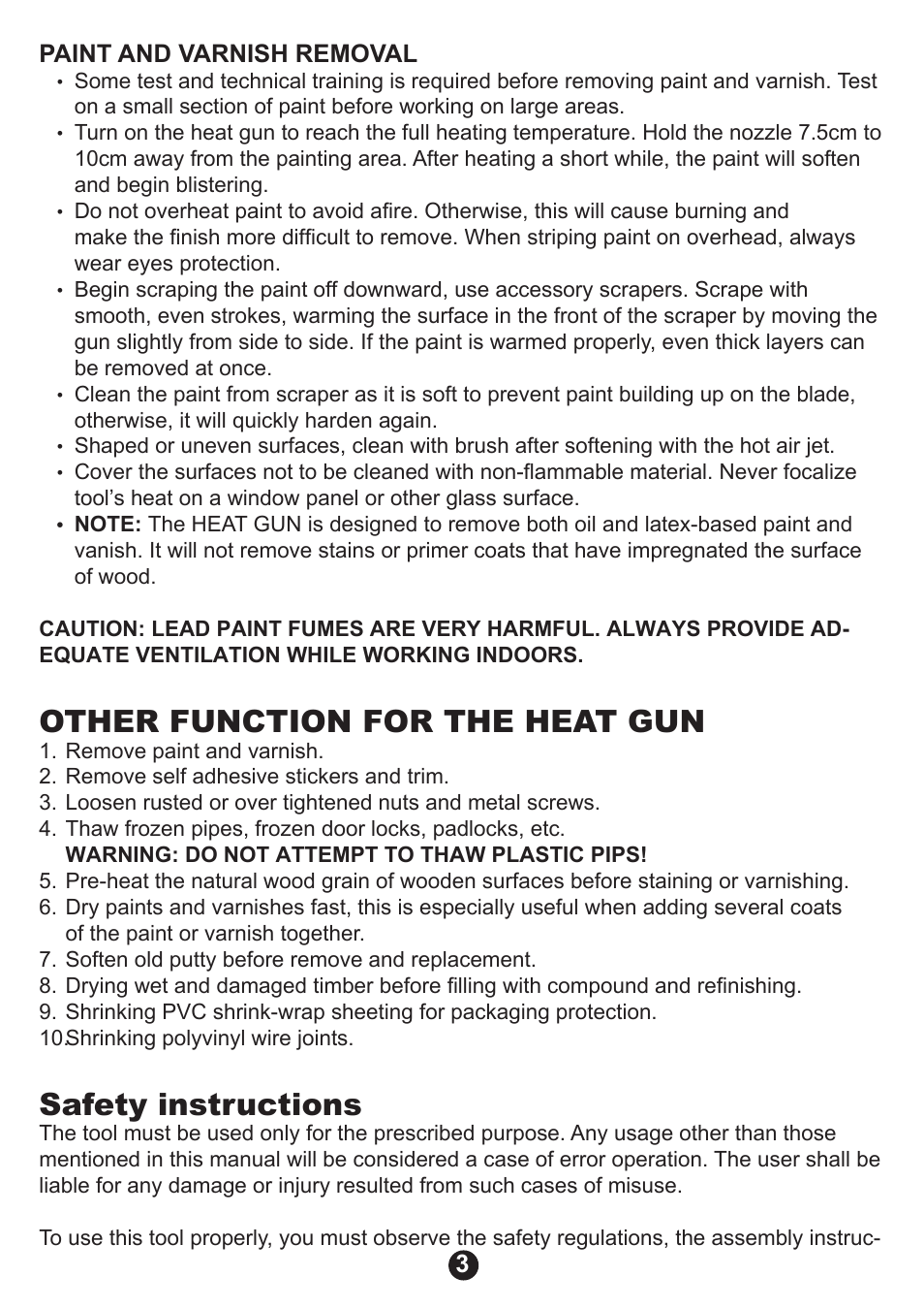 Other function for the heat gun, Safety instructions | Prokit's Industries SS-612B User Manual | Page 4 / 16