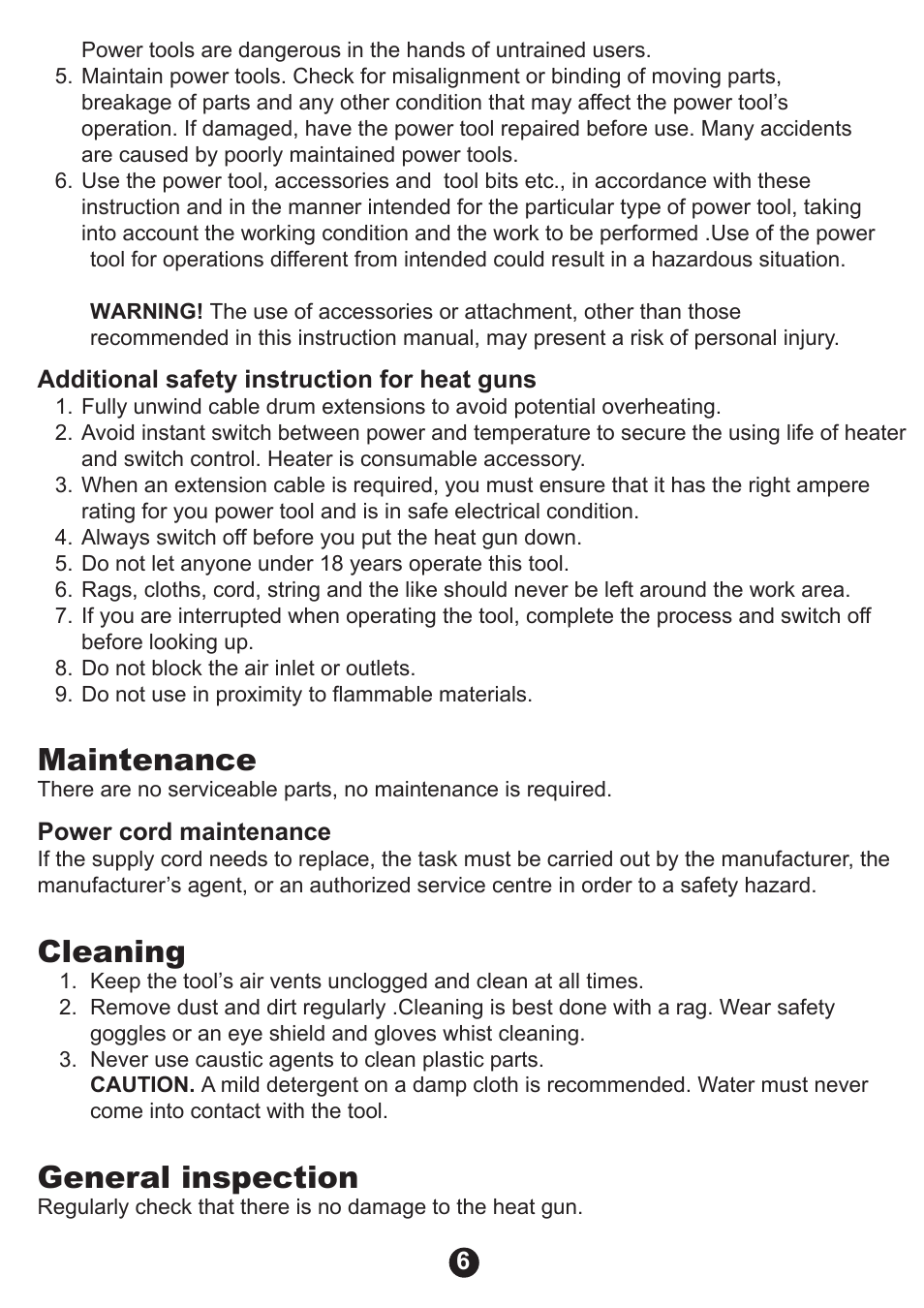 Maintenance, Cleaning, General inspection | Prokit's Industries SS-612B User Manual | Page 7 / 16