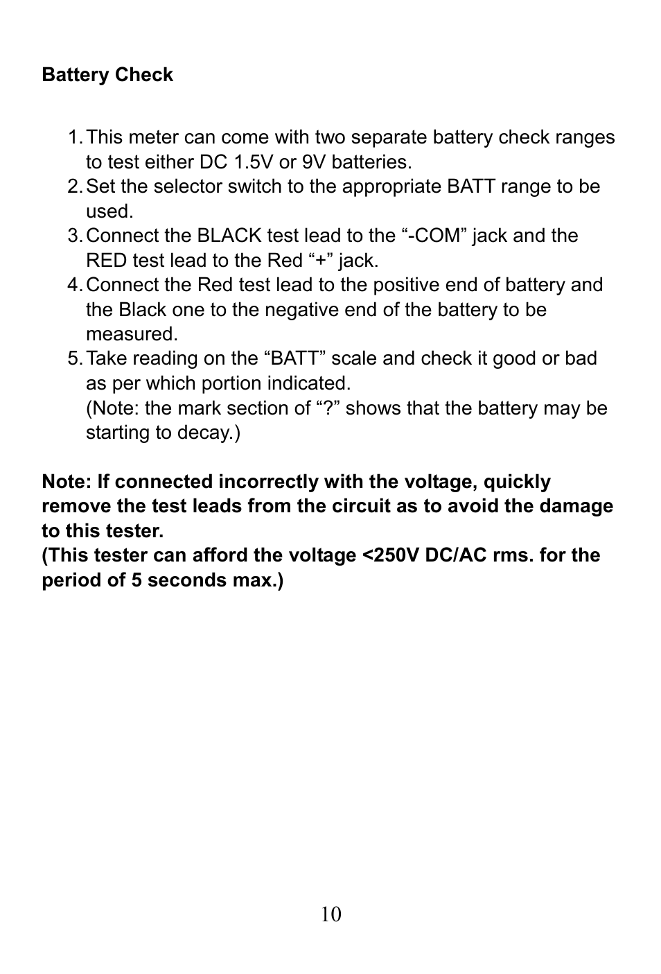 Battery check | Prokit's Industries MT-2018 User Manual | Page 11 / 24