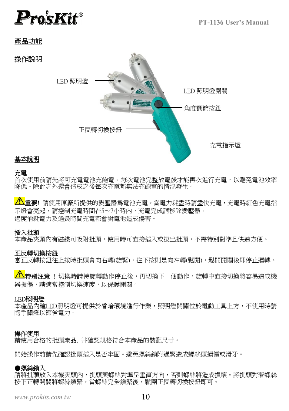 插入批頭 | Prokit's Industries PT-1136 User Manual | Page 11 / 12