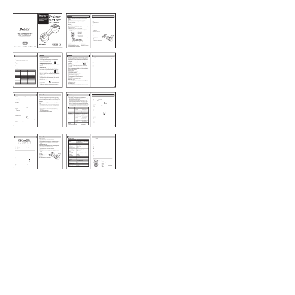 Prokit's Industries MT-8001 User Manual | 1 page