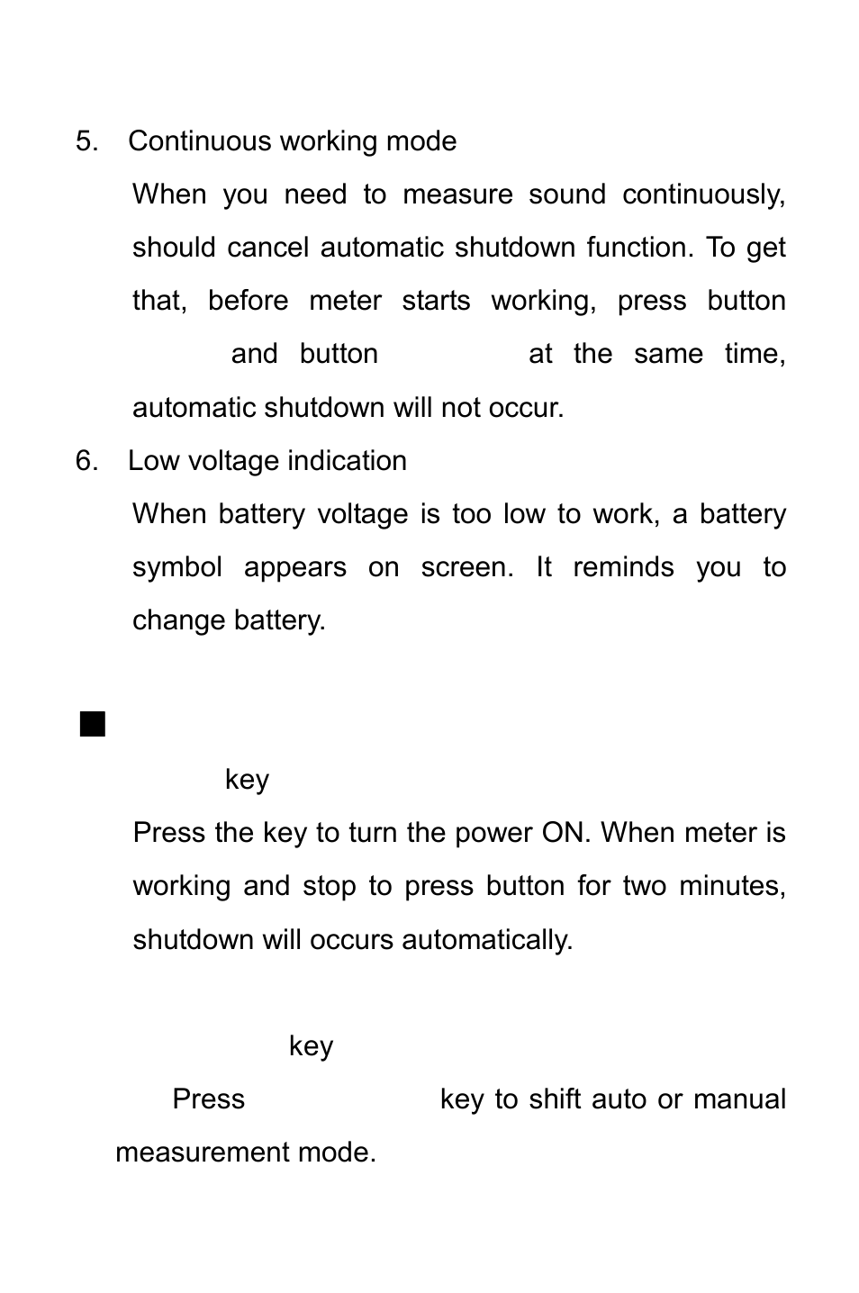 Keys instruction | Prokit's Industries MT-4018 User Manual | Page 9 / 12