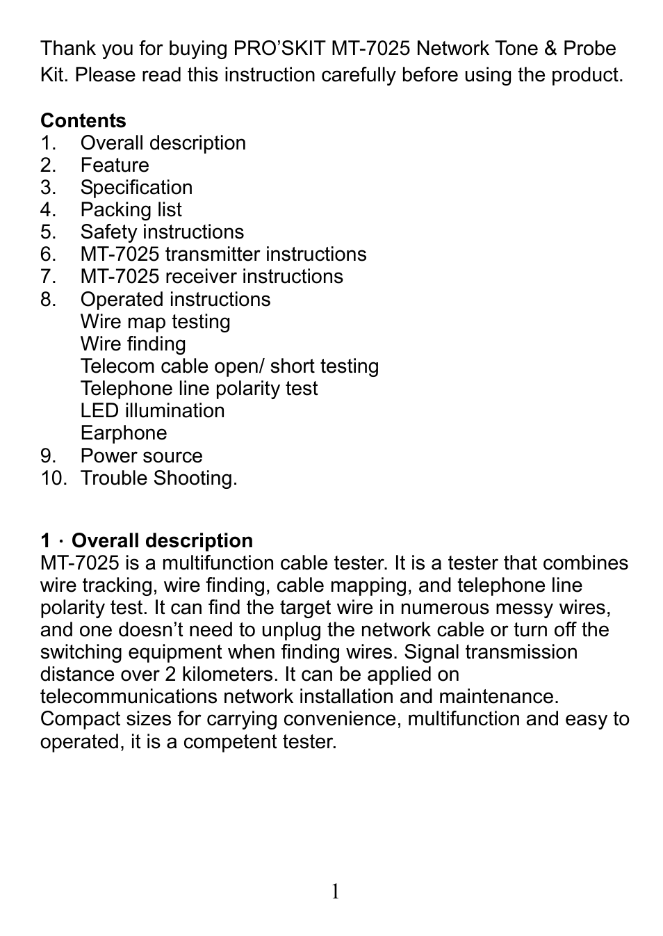 Prokit's Industries MT-7025 User Manual | Page 2 / 24