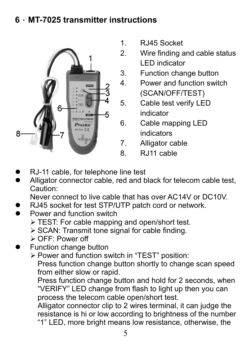 Prokit's Industries MT-7025 User Manual | Page 6 / 24