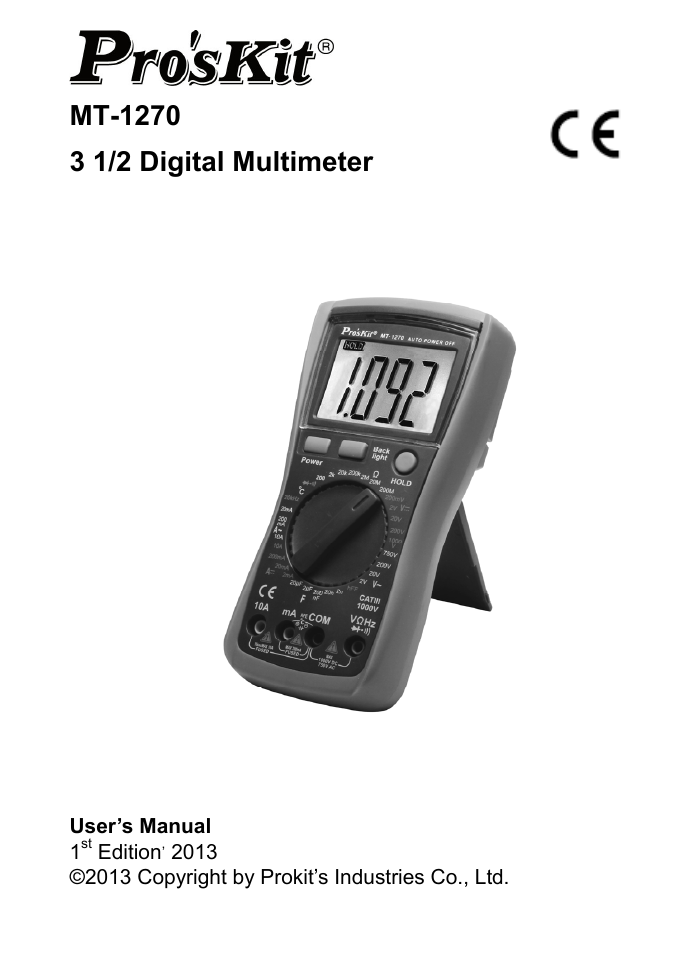 Prokit's Industries MT-1270 User Manual | 24 pages