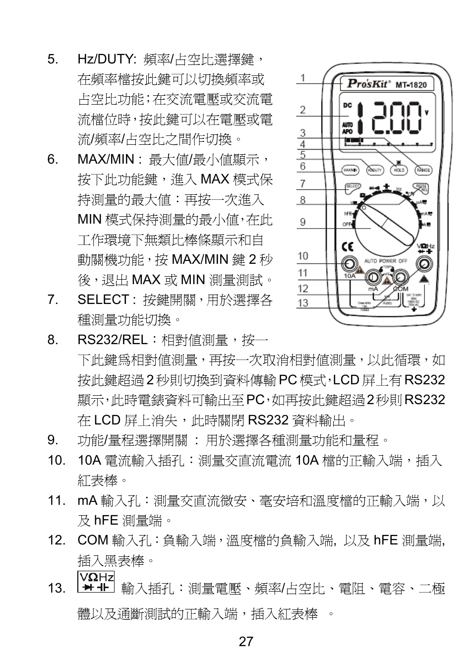 Prokit's Industries MT-1820 User Manual | Page 28 / 44