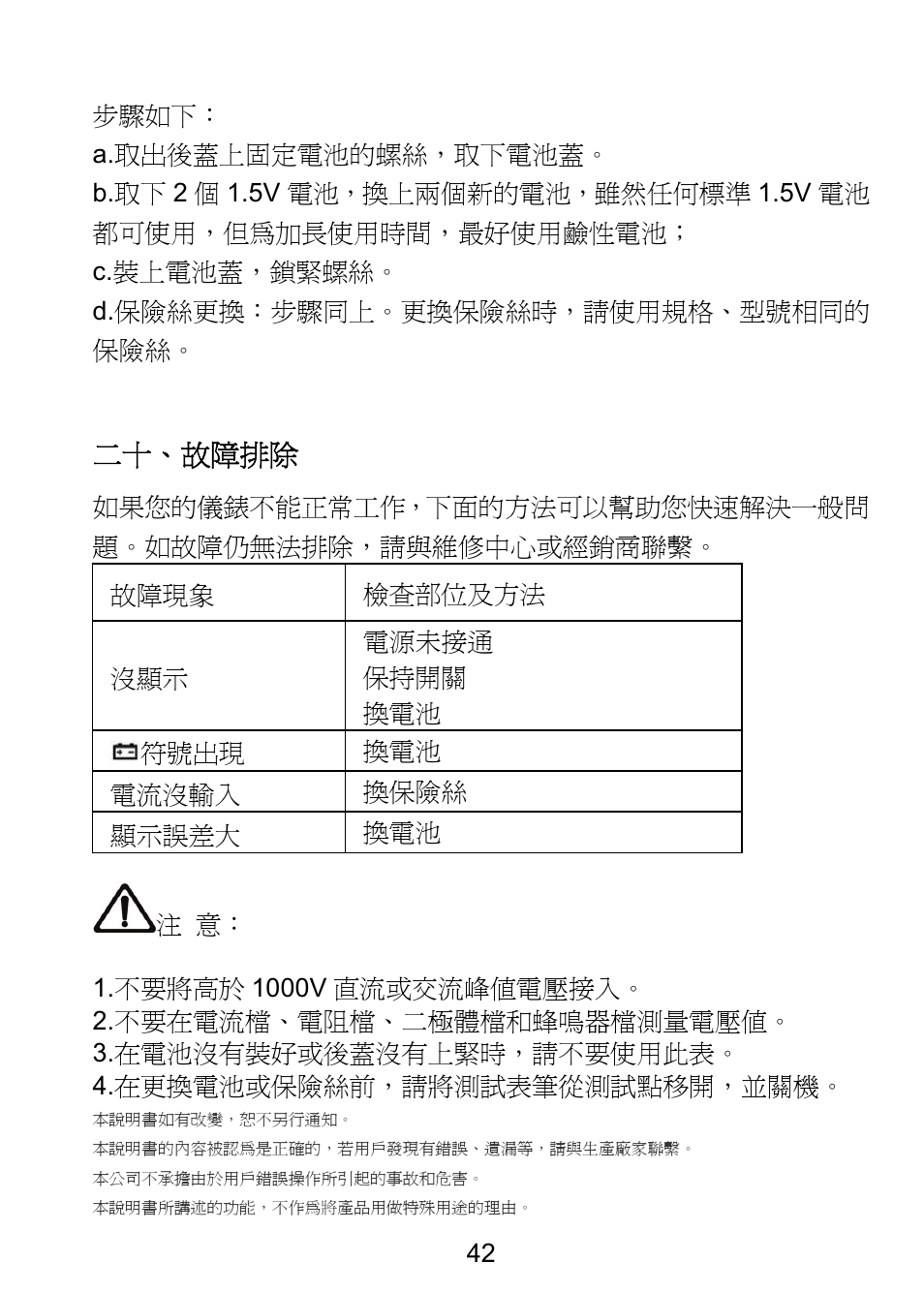 二十、故障排除 | Prokit's Industries MT-1820 User Manual | Page 43 / 44
