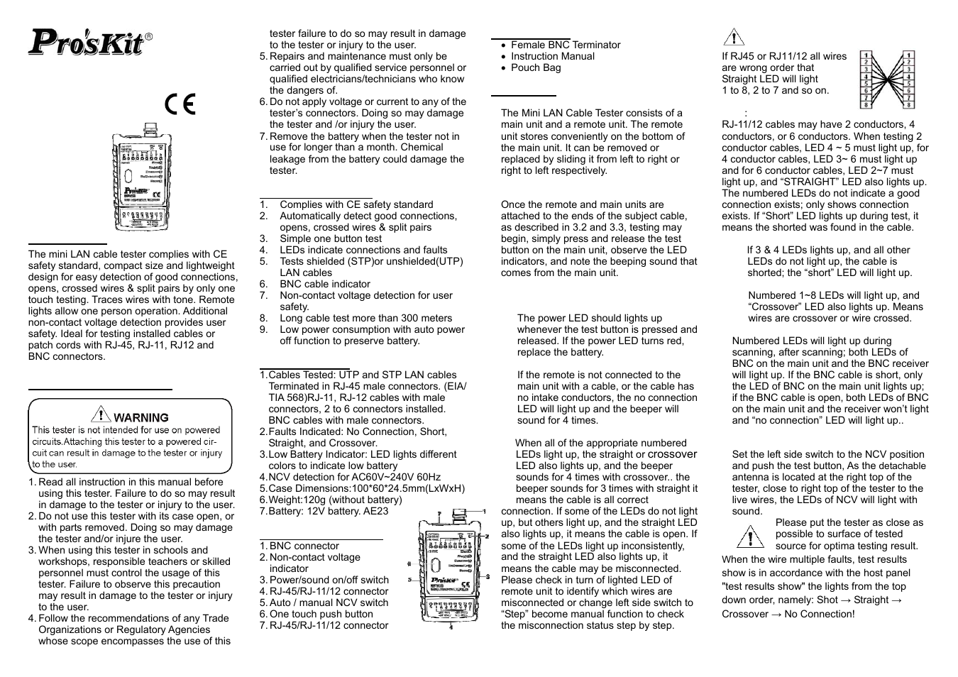 Prokit's Industries MT-7058 User Manual | 2 pages