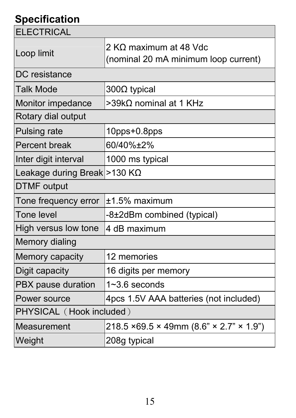 Specification | Prokit's Industries MT-8006B User Manual | Page 16 / 28